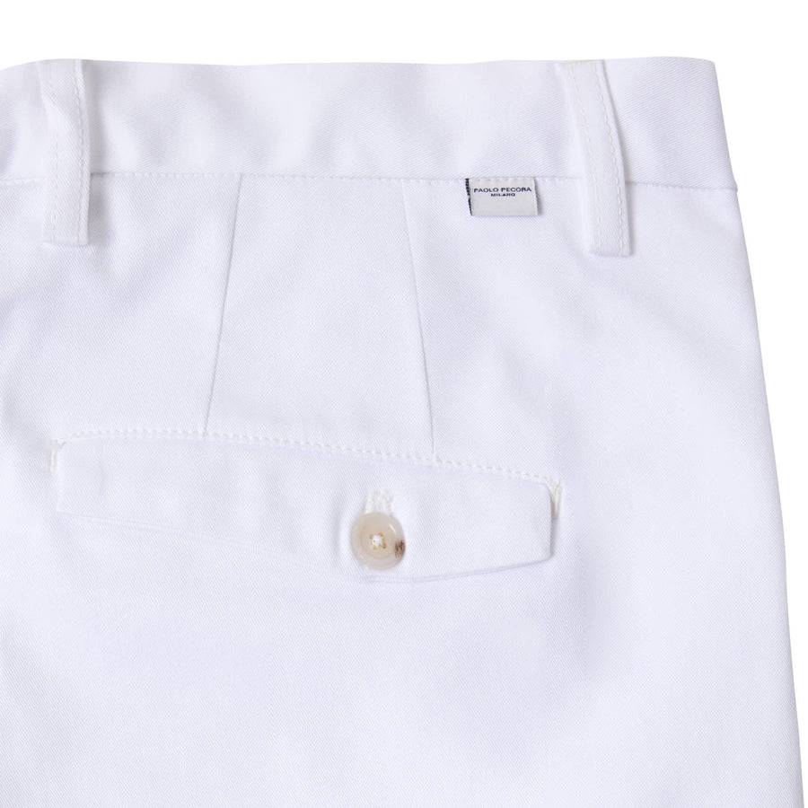 Paolo Pecora Chino Sartoriale in Gabardina di Cotone - Bianco Vendita Calda