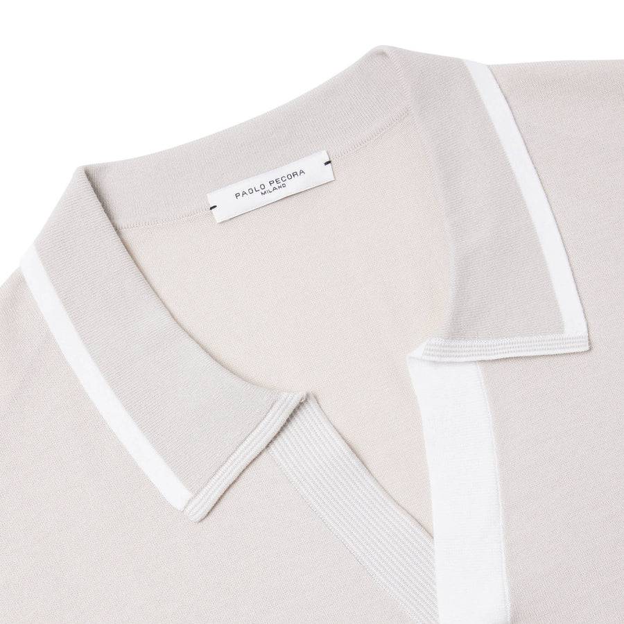 Paolo Pecora Maglia in Cotone Extrafine - Sabbia Shopping Online