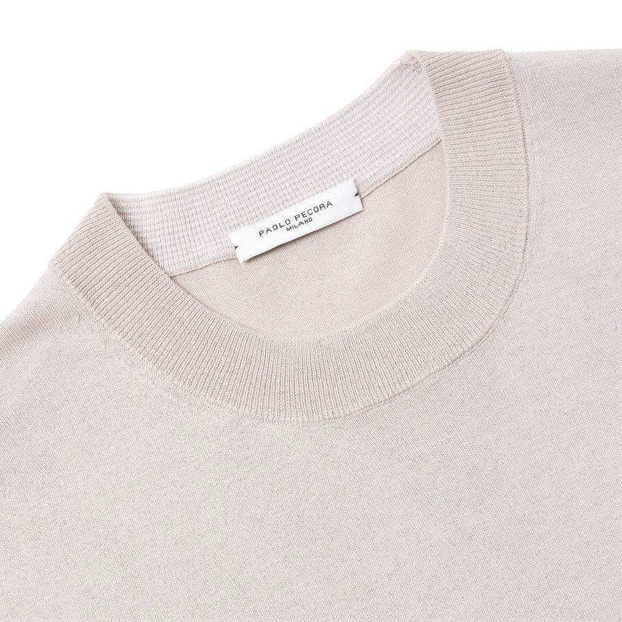 Paolo Pecora Maglia in Seta Cotone Extrafine - Eleganza Sabbia Prezzo Ridotto