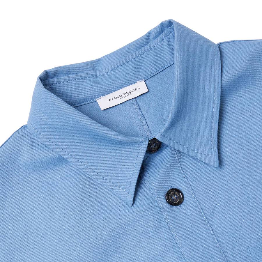 Paolo Pecora Overshirt Mezza Manica - Azzurro Polvere Novità