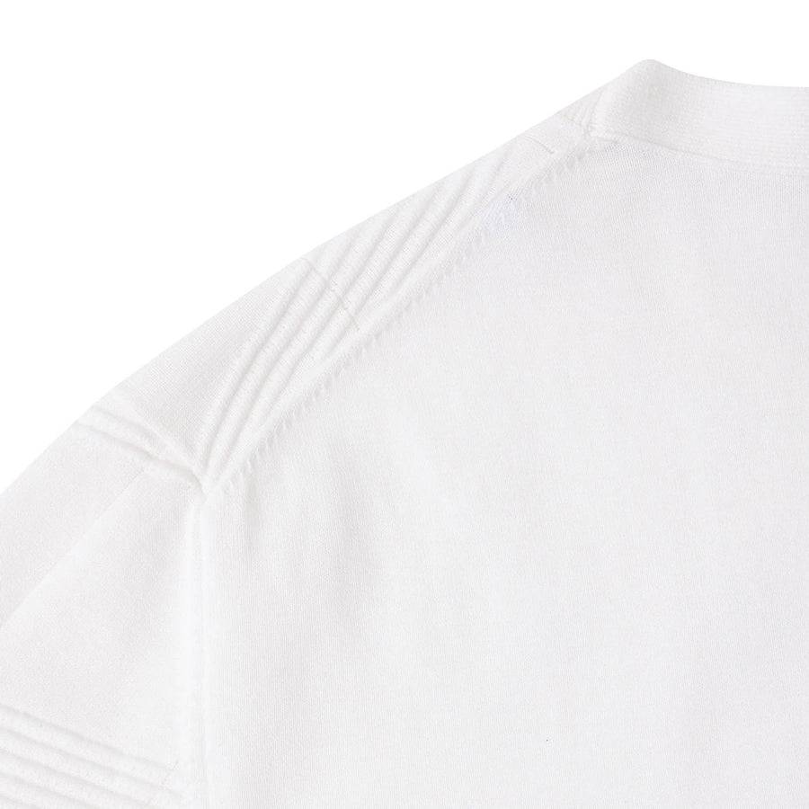 Paolo Pecora Maglia in Cotone Crepe Extrafine - Bianco Motivo Diagonale Presa