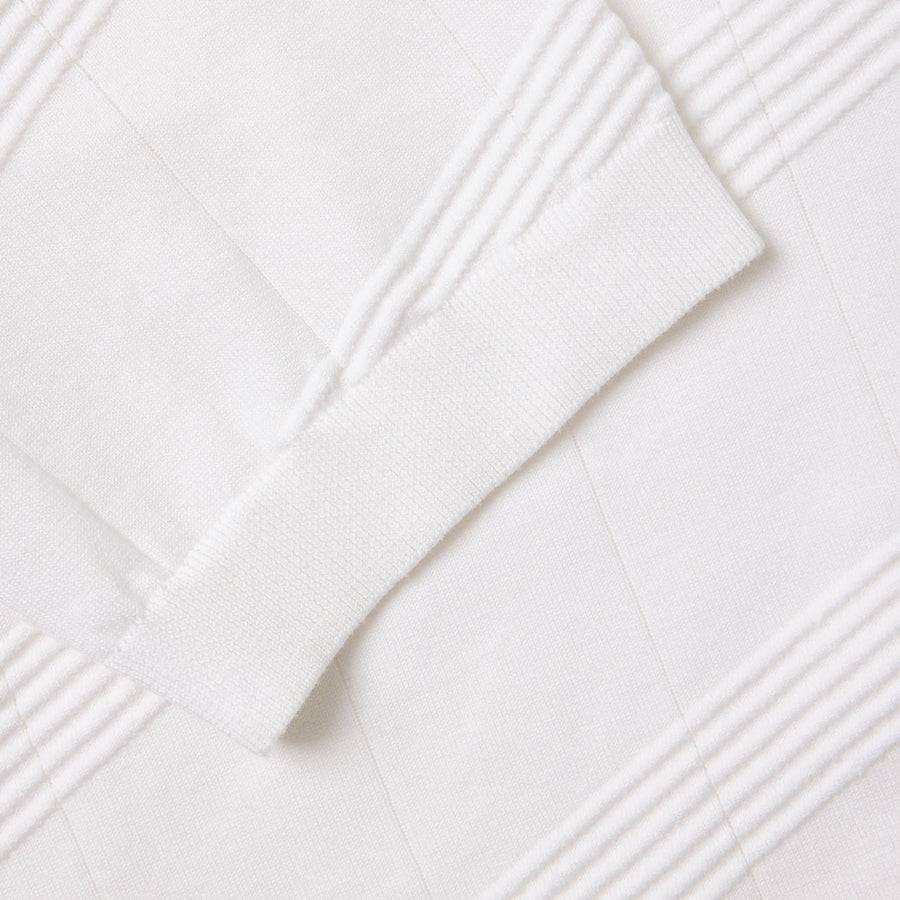 Paolo Pecora Maglia in Cotone Crepe Extrafine - Bianco Motivo Diagonale Presa