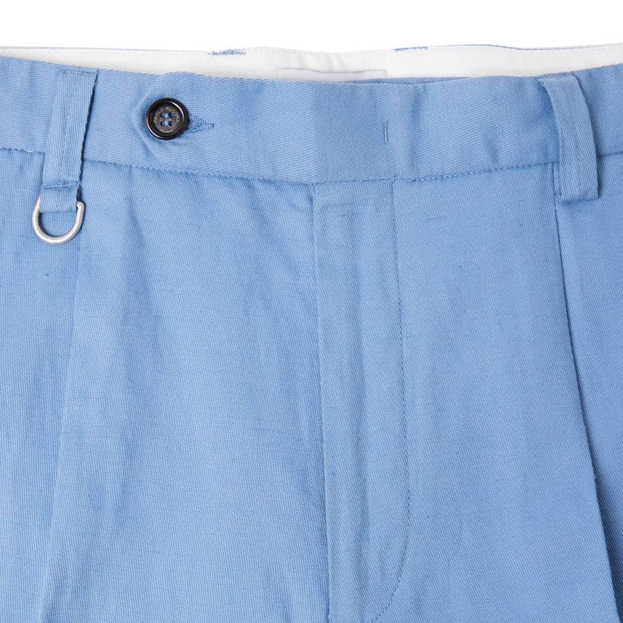 Paolo Pecora Chino in Tela di Cotone Lino - Azzurro Sconto