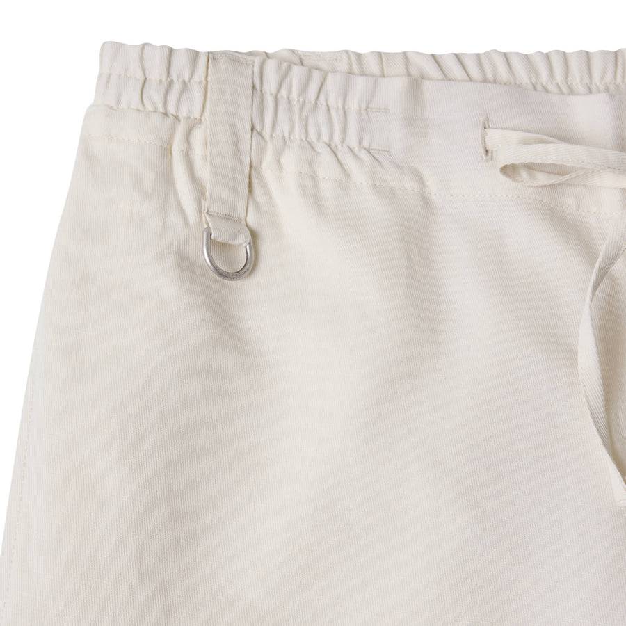Paolo Pecora Pantaloni in Tela di Cotone Lino - Bianco Ecru Offerta
