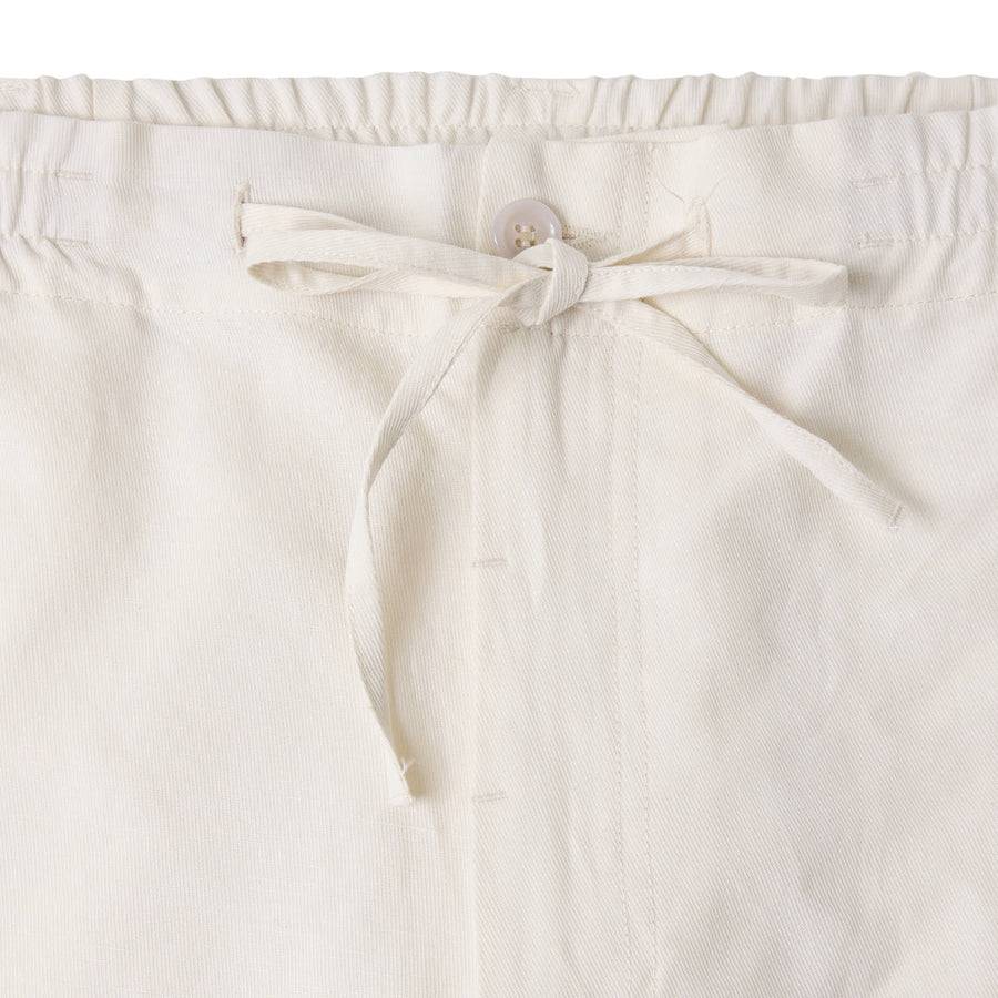 Paolo Pecora Pantaloni in Tela di Cotone Lino - Bianco Ecru Offerta