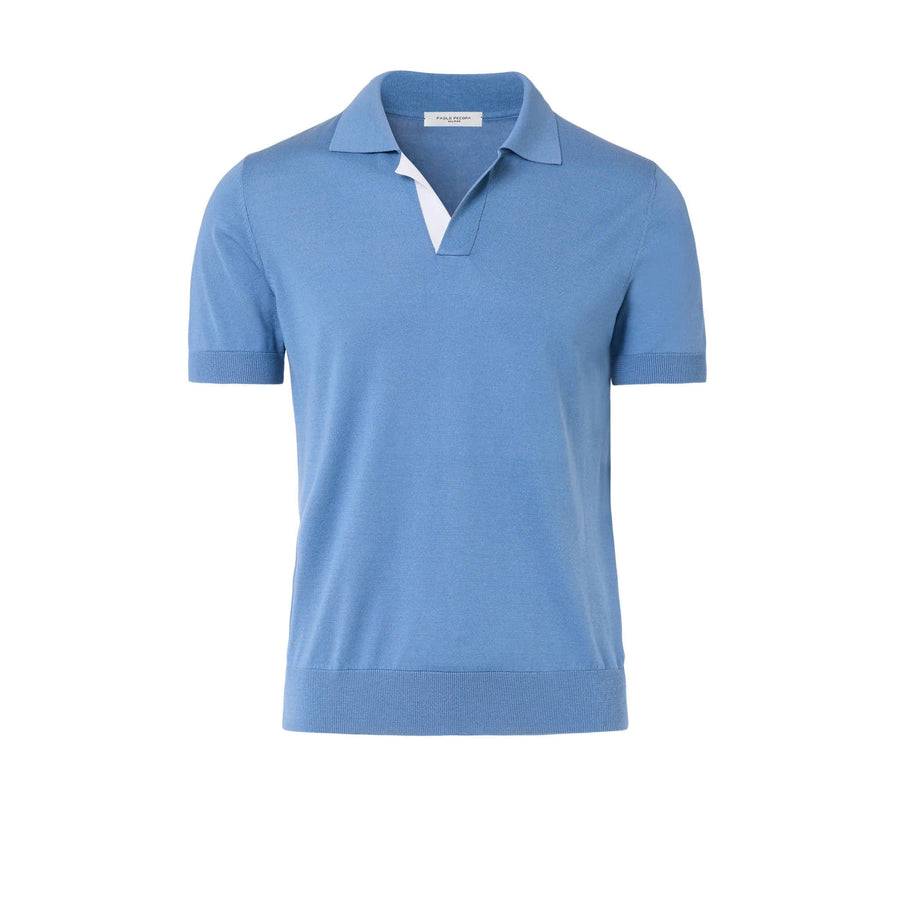 Paolo Pecora Polo in Seta Cotone Extrafine - Azzurro Polvere Online