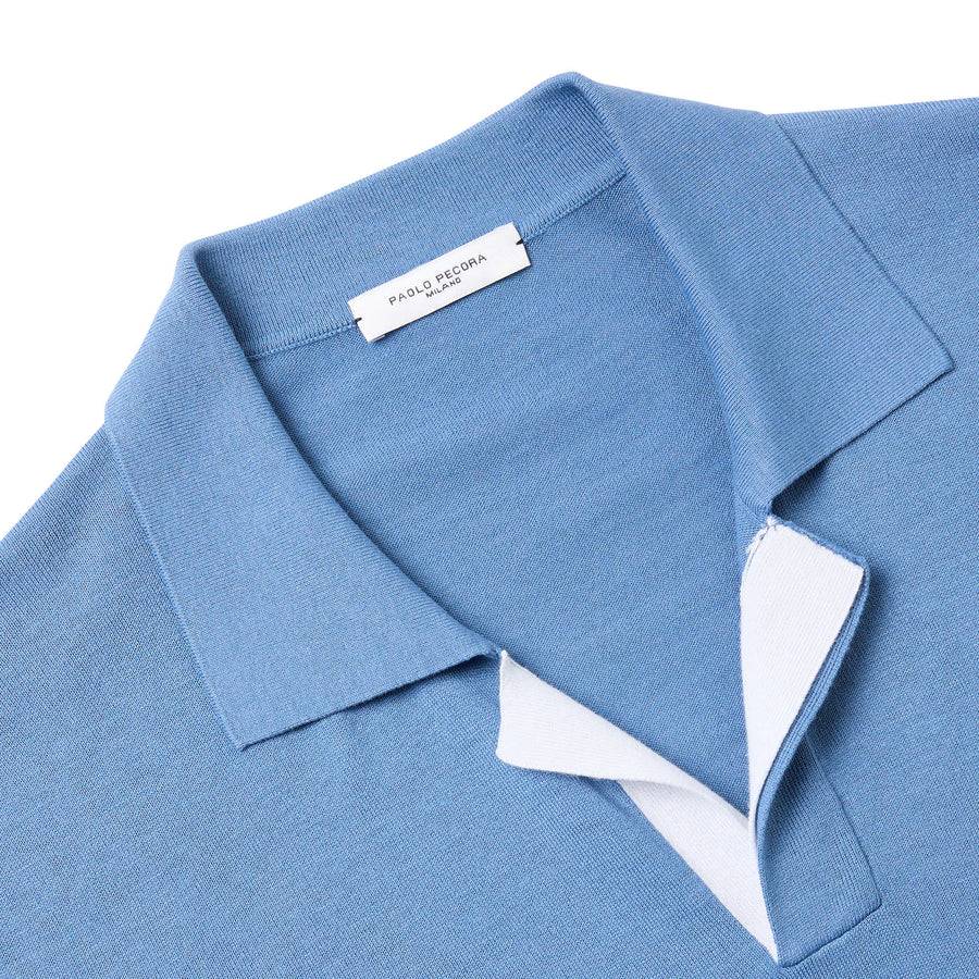 Paolo Pecora Polo in Seta Cotone Extrafine - Azzurro Polvere Online