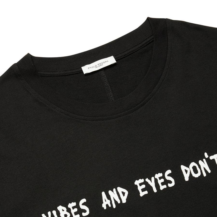 Paolo Pecora T-shirt in Jersey Nero "Vibes" by Pietro Terzini Nuova