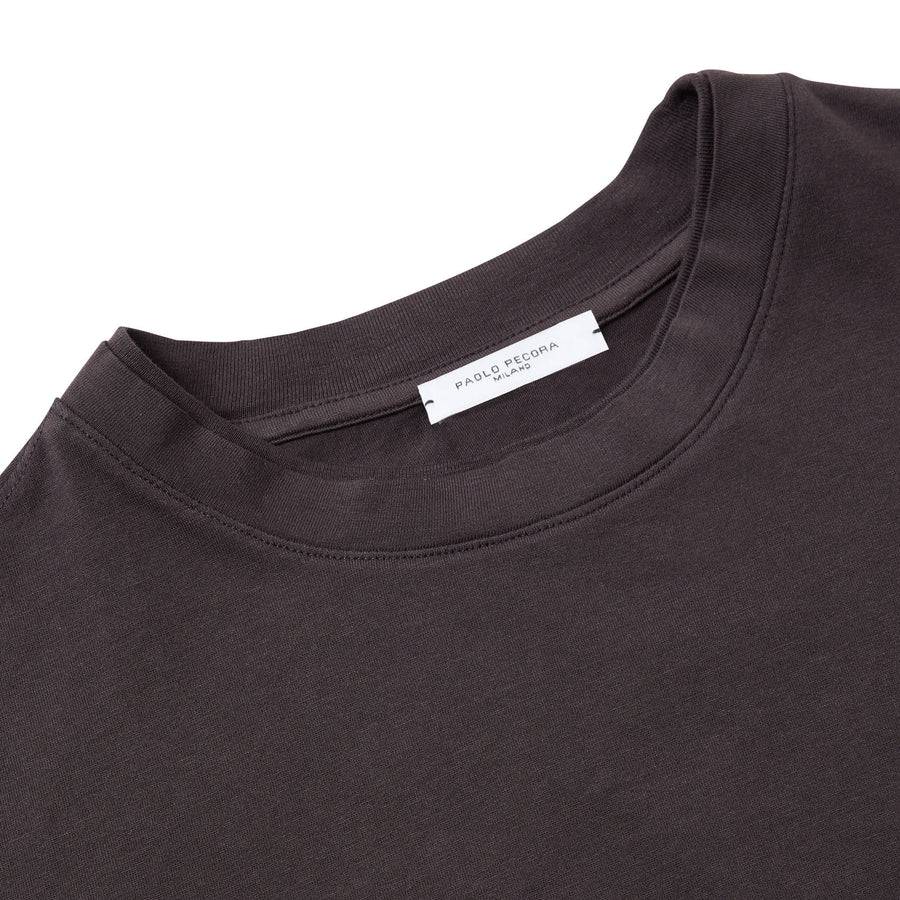 Paolo Pecora T-Shirt in Jersey Puro Cotone - Ebano In Linea