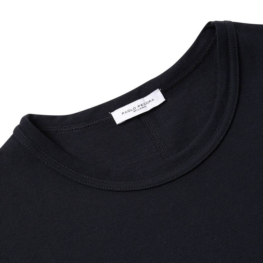 Paolo Pecora T-Shirt in Piquet Extrafine - Nera Vendita