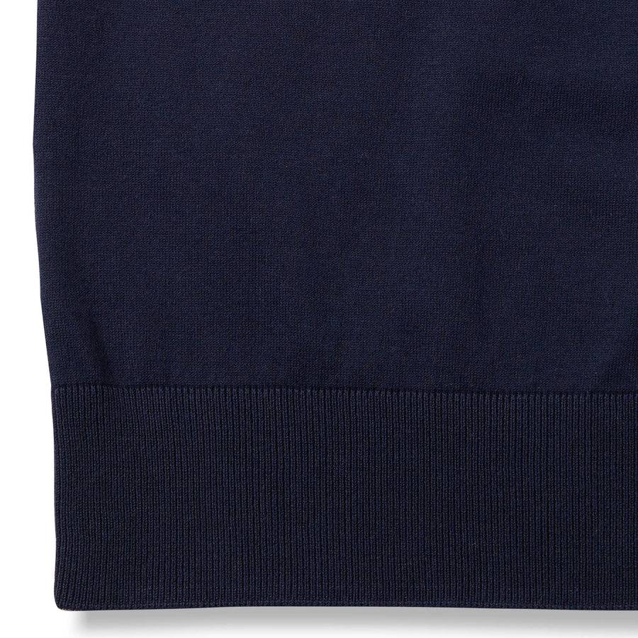 Paolo Pecora Maglia Girocollo in Puro Cotone Extrafine - Blu Navy con Dettagli Bianchi Negozi Online