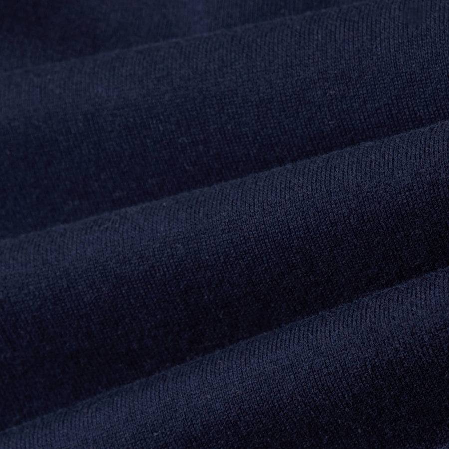 Paolo Pecora Maglia Girocollo in Puro Cotone Extrafine - Blu Navy con Dettagli Bianchi Negozi Online