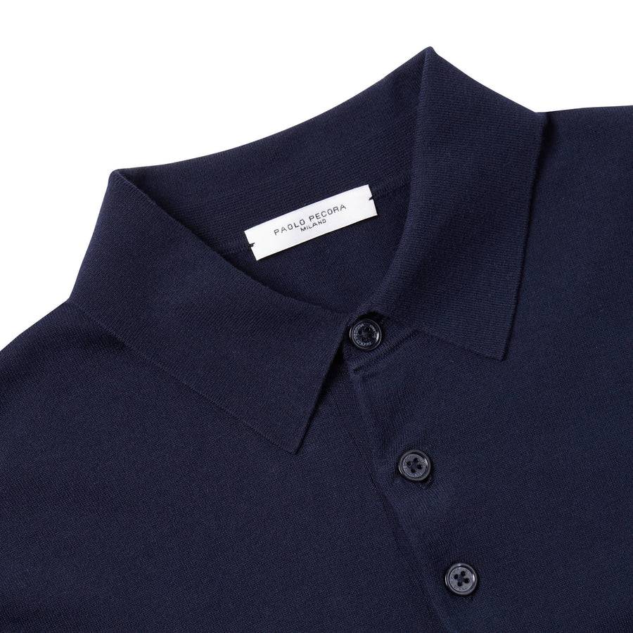 Paolo Pecora Polo Manica Corta in Cotone Extrafine - Blu Navy Acquista Ora