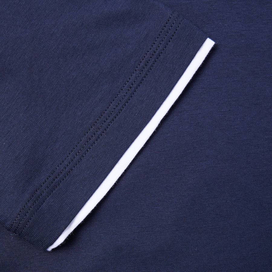 Paolo Pecora T-Shirt in Jersey e Contrasti - Blu Navy Fino Al -60%