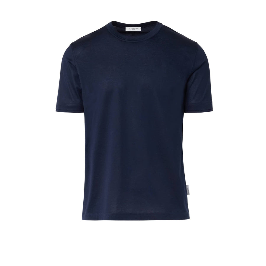 Paolo Pecora T-Shirt in Jersey Lucido - Blu Navy Shopping Online