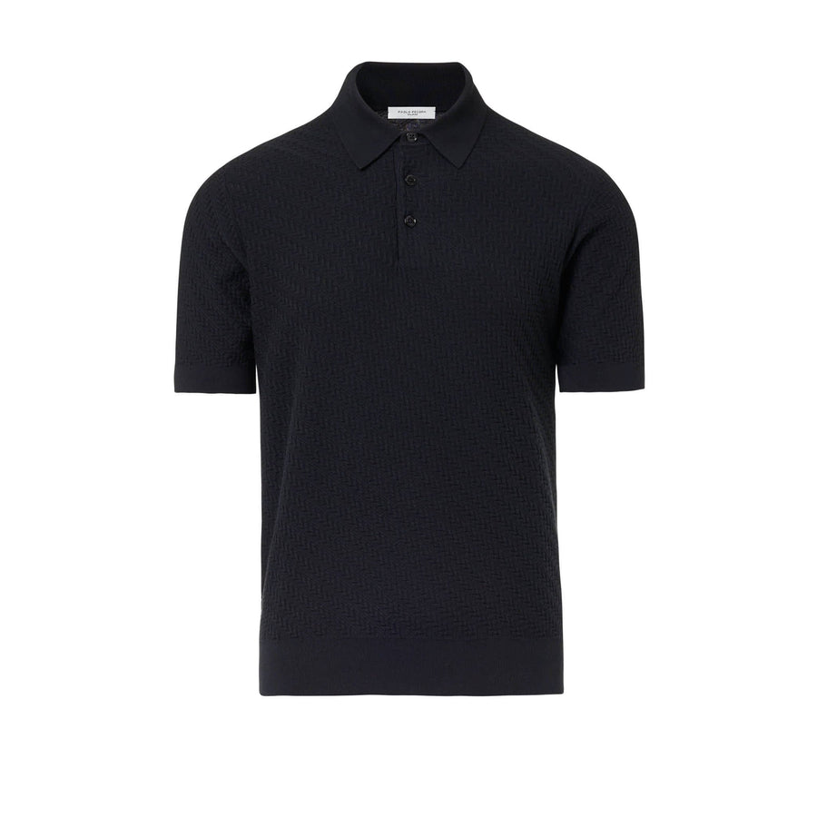 Paolo Pecora Polo Manica Corta in Puro Cotone Extrafine - Nero Convenienza