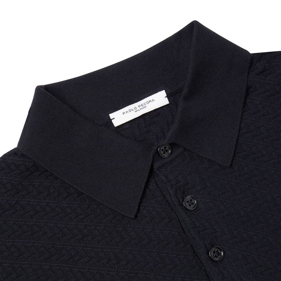 Paolo Pecora Polo Manica Corta in Puro Cotone Extrafine - Nero Convenienza