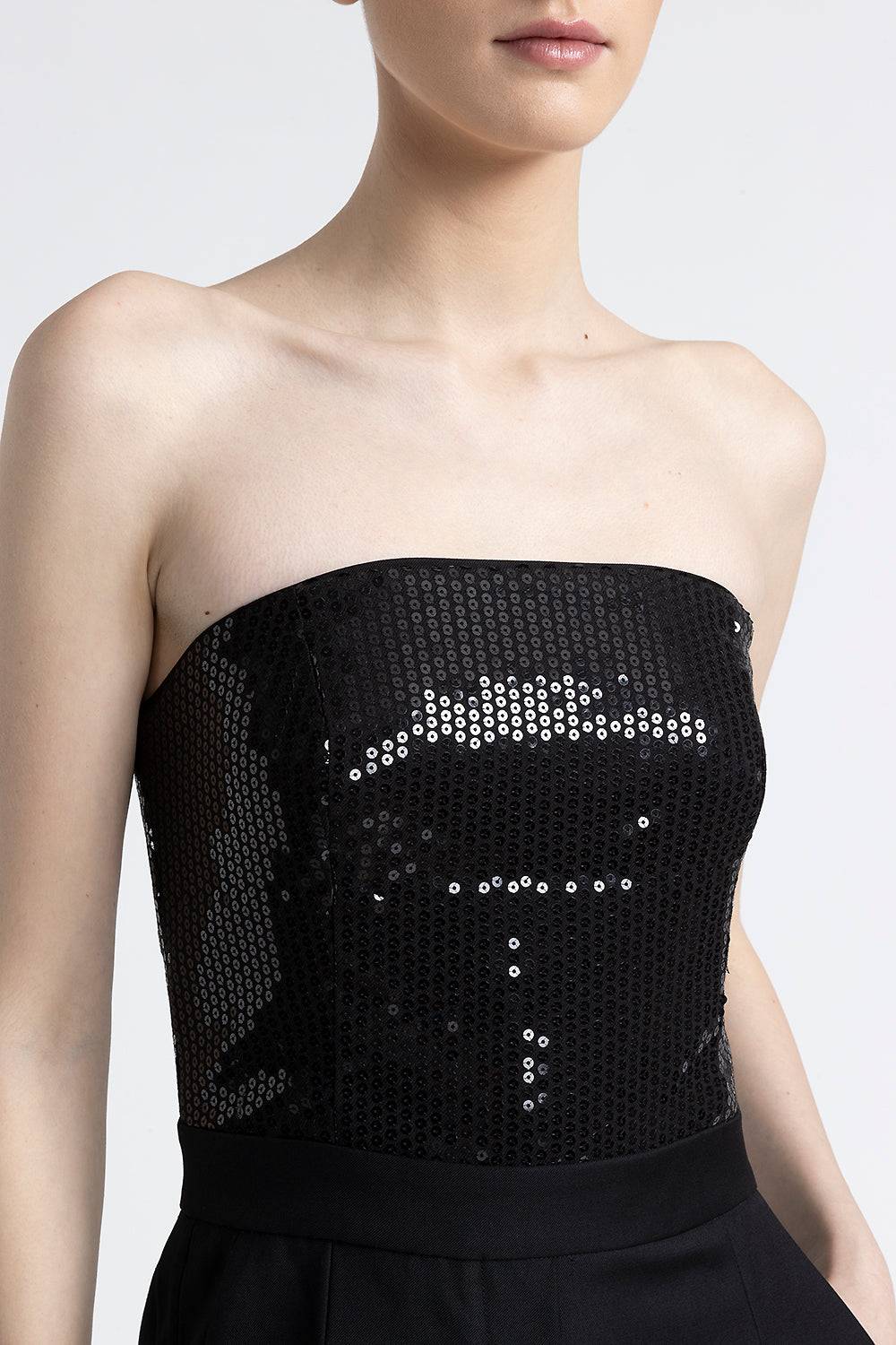 ﻿Peserico Tuta senza maniche in twill con paillettes Offerta per la Festa della Mamma