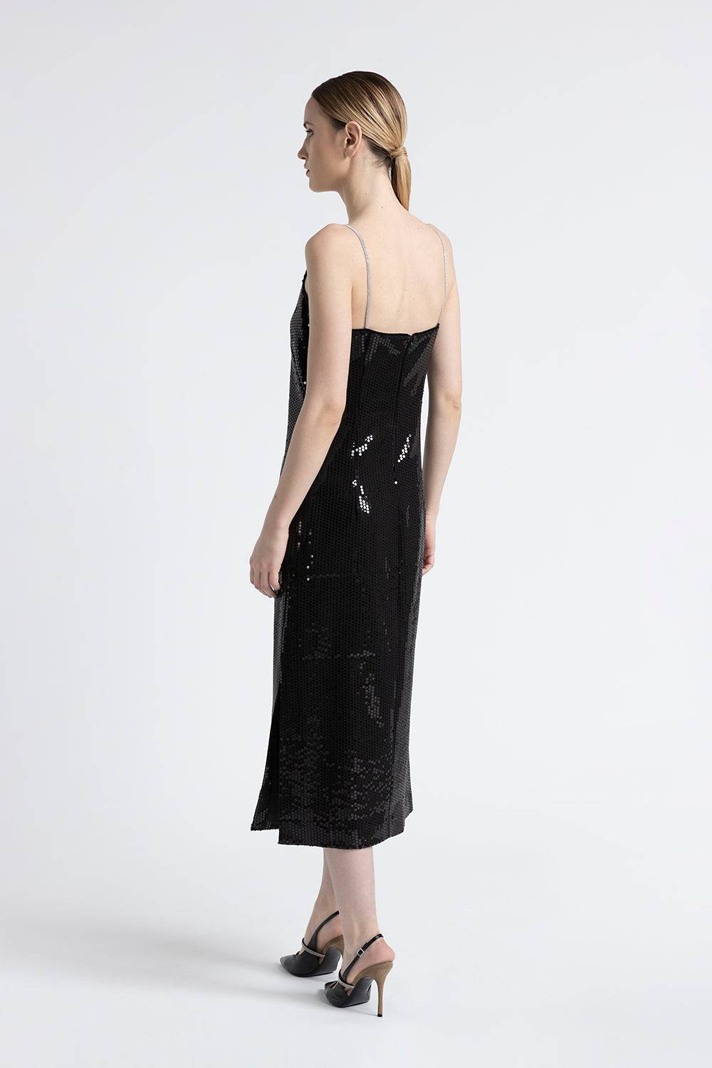Peserico Abito midi in twill di viscosa con paillettes Offerta San Valentino