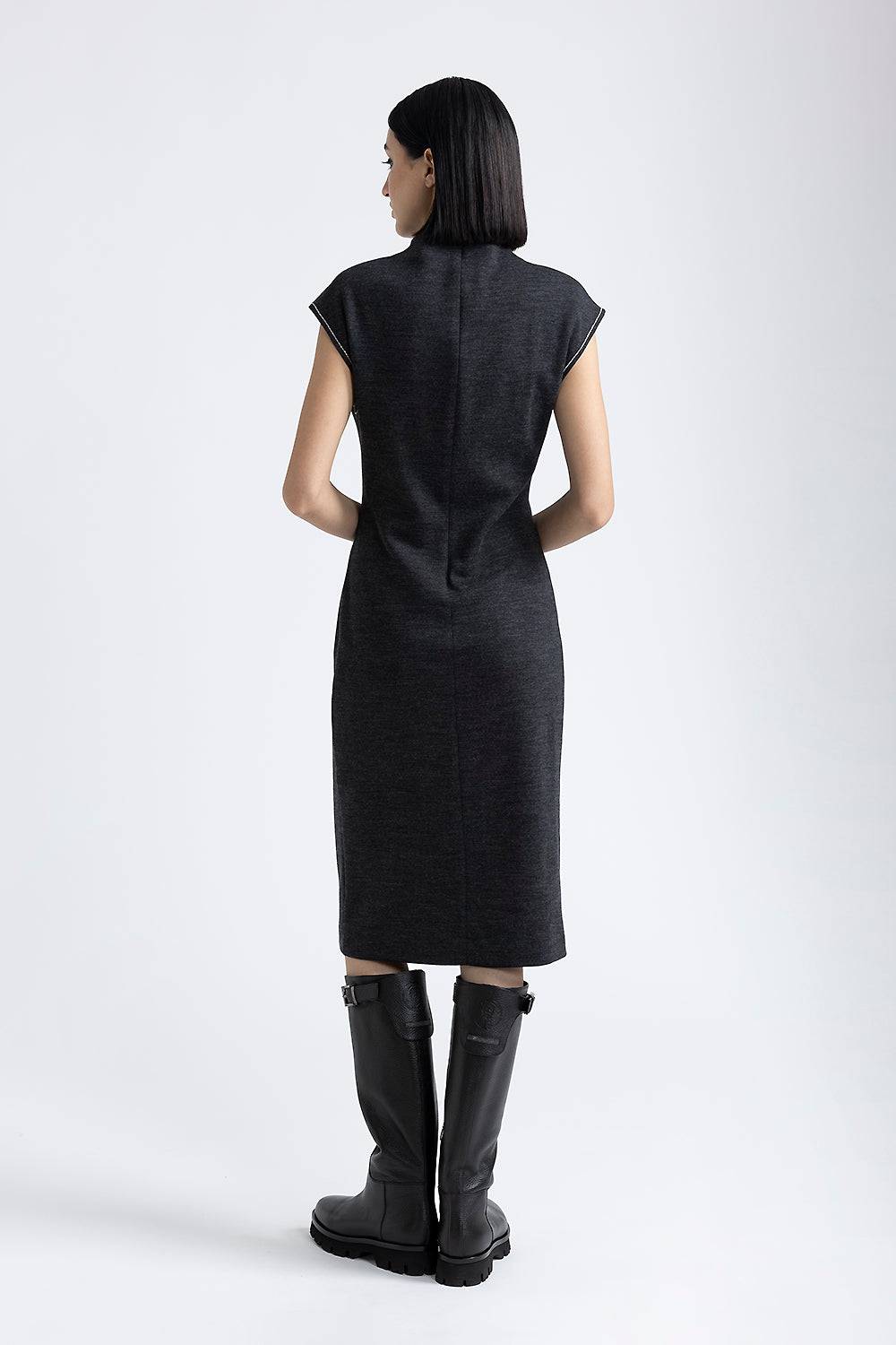 Peserico Abito in jersey fluido di lana cotone Online Outlet
