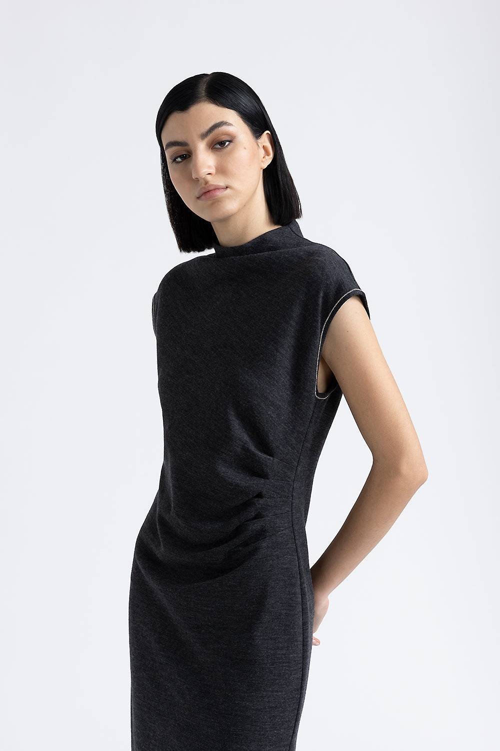 Peserico Abito in jersey fluido di lana cotone Online Outlet