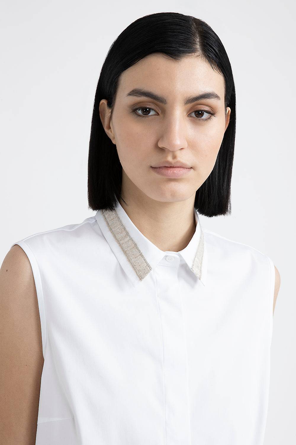 Peserico Top in popeline e jersey di cotone stretch con Punto Luce Prezzo basso