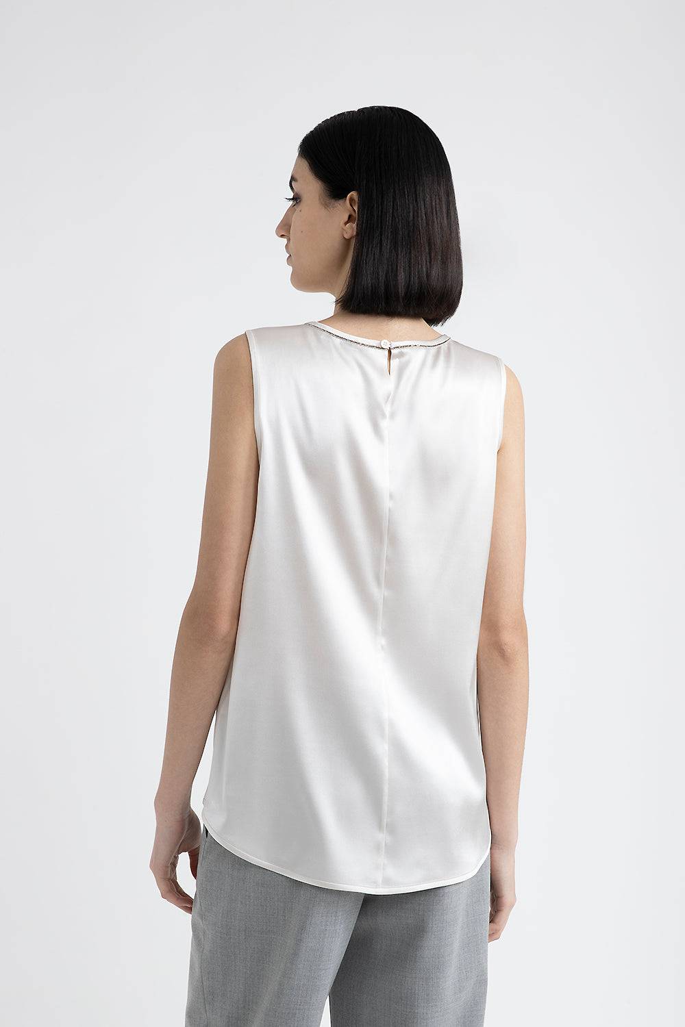 Peserico Top in raso di seta lucido con Punto Luce Super Saving Price