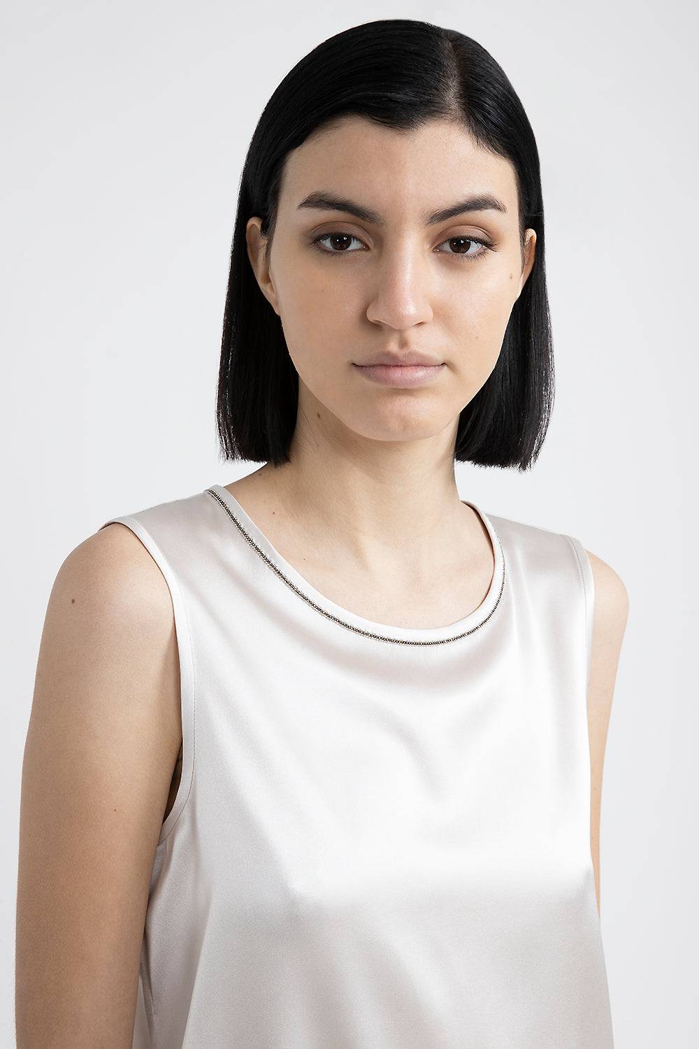 Peserico Top in raso di seta lucido con Punto Luce Super Saving Price