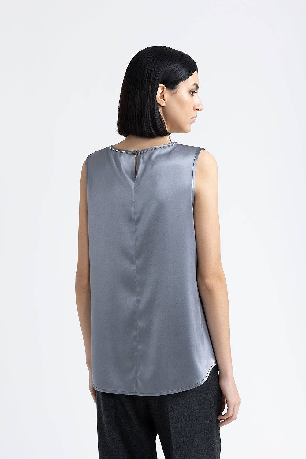 Peserico Top in raso di seta lucido con Punto Luce Offerta settimanale