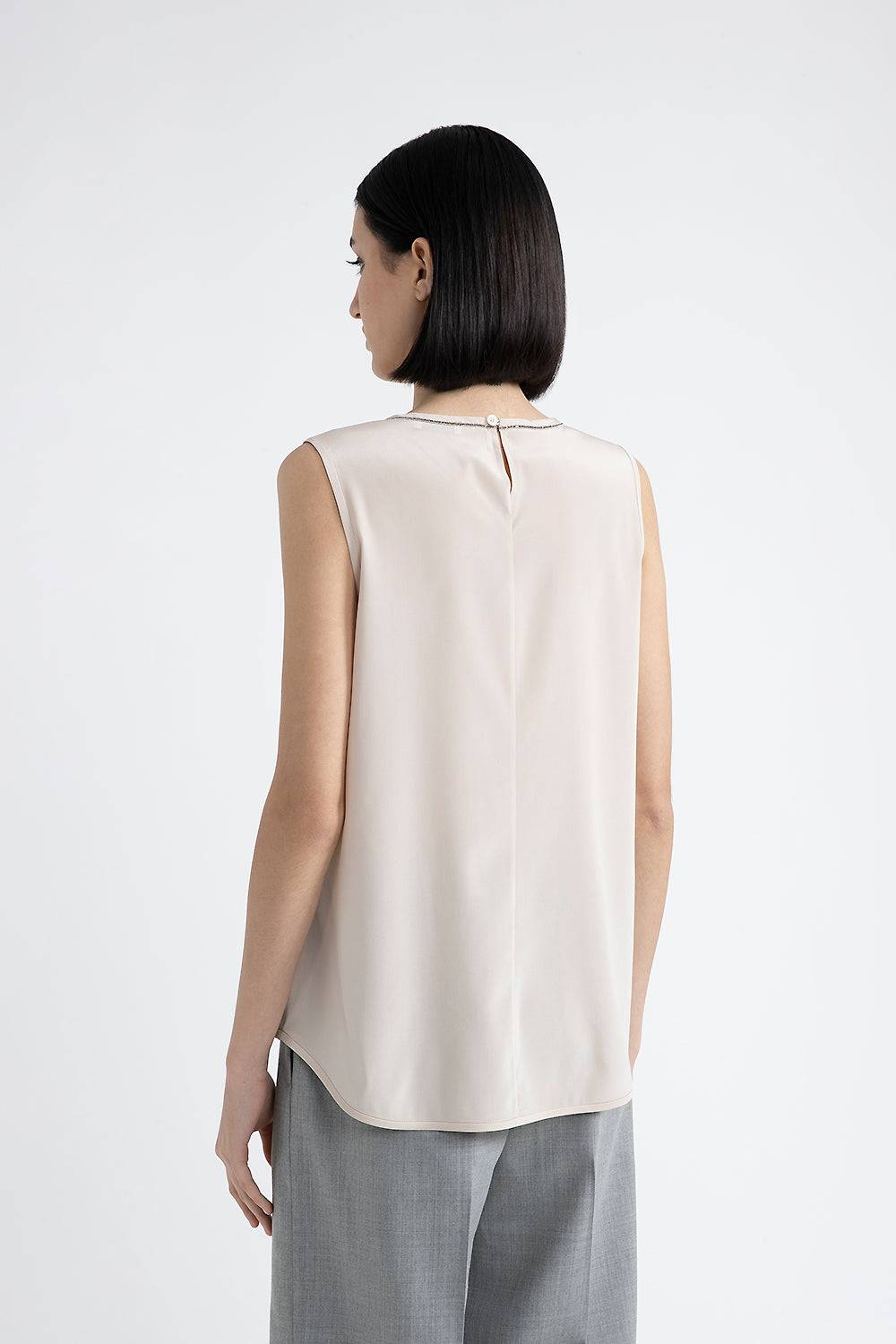 Peserico Top in crepe de chine di seta stretch con Punto Luce Ritorno libero