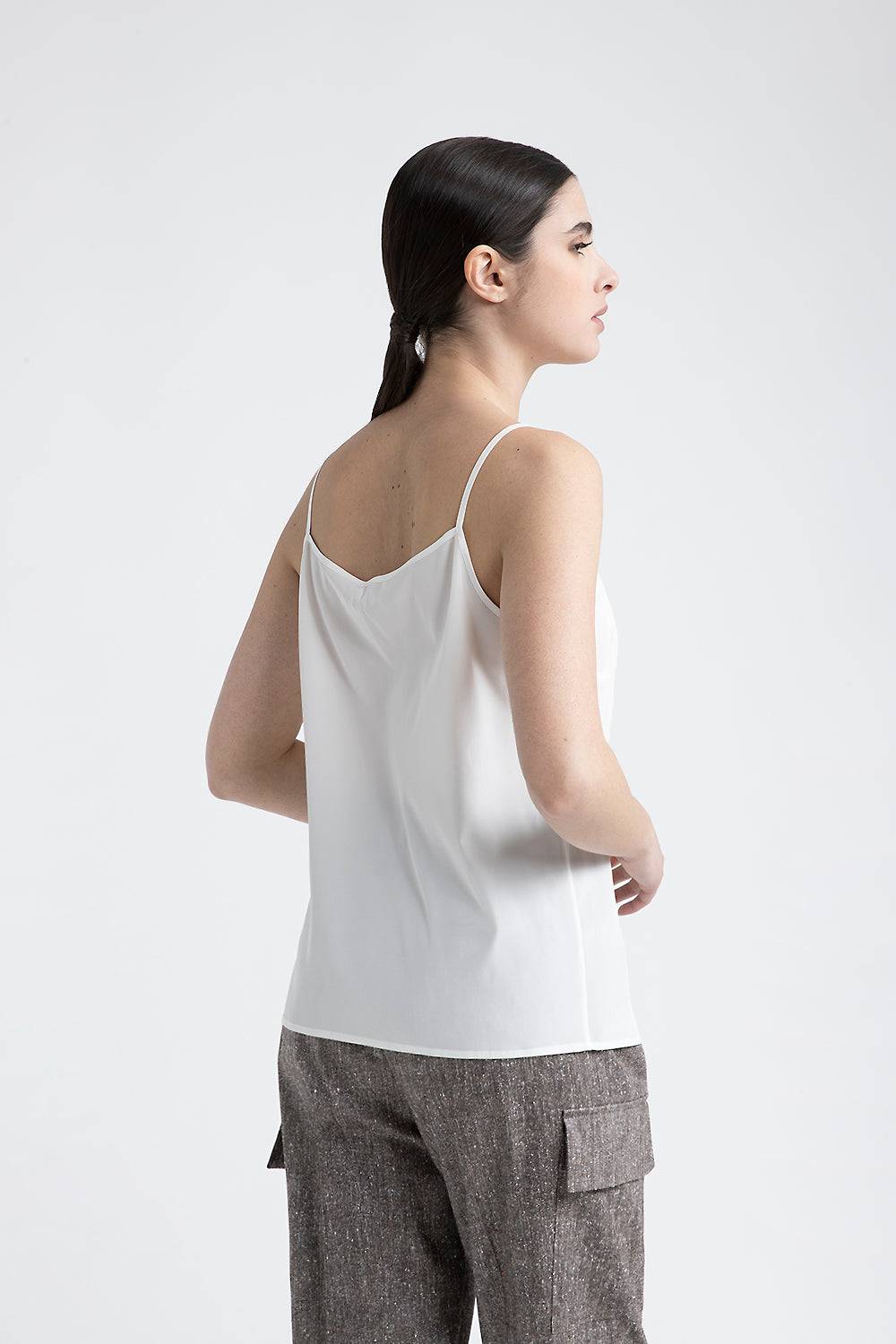 Peserico Top con spalline in crepe de chine in seta stretch Ultimi tre giorni