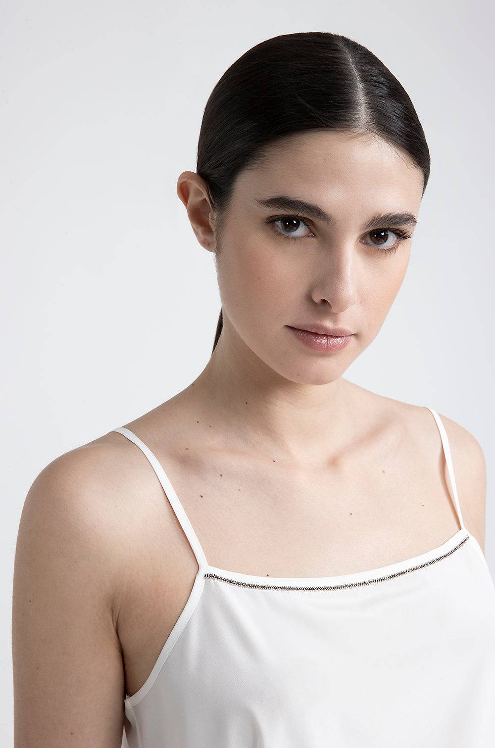 Peserico Top con spalline in crepe de chine in seta stretch Ultimi tre giorni