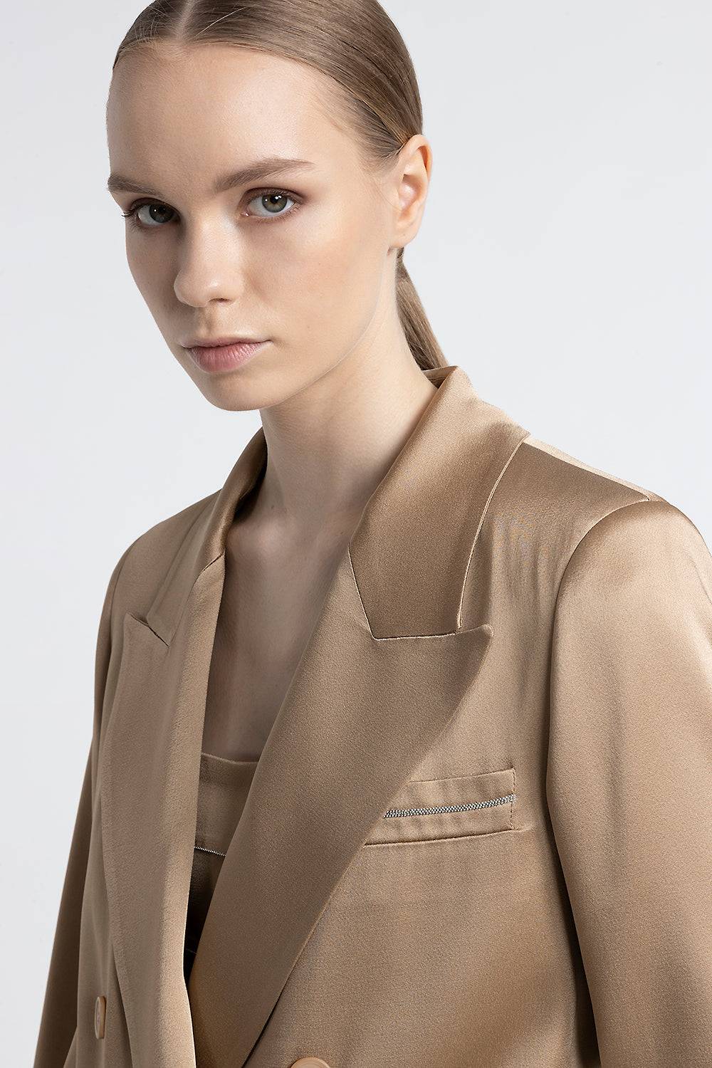 Peserico Blazer doppiopetto in cady enver satin Fino al 65% di sconto