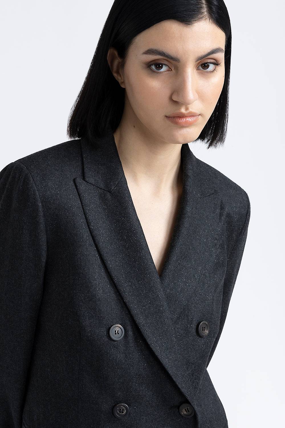 Peserico Blazer doppiopetto in flanella di lana lurex Only for today