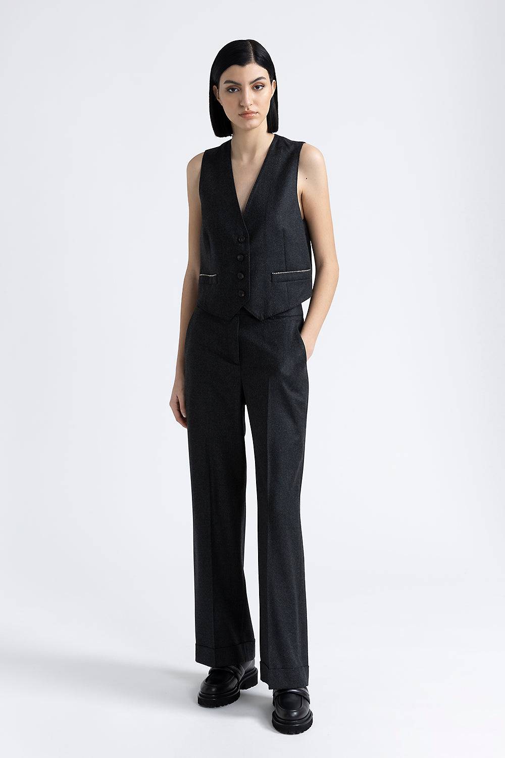 Peserico Gilet di flanella in lana lurex con Punto Luce Offerta speciale della fabbrica