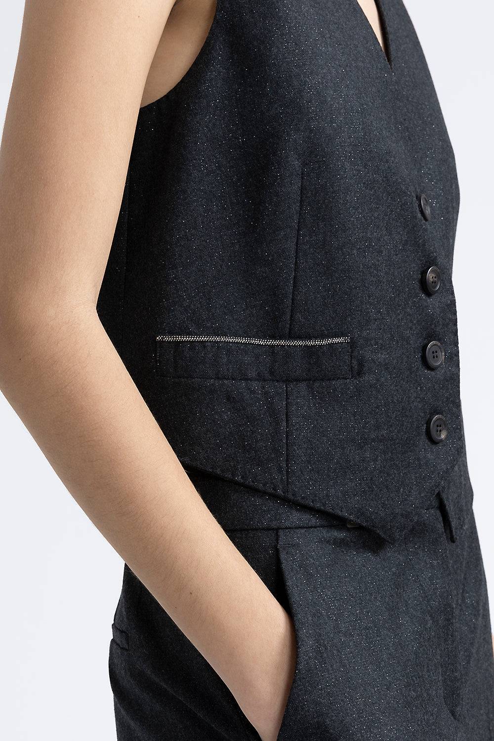 Peserico Gilet di flanella in lana lurex con Punto Luce Offerta speciale della fabbrica