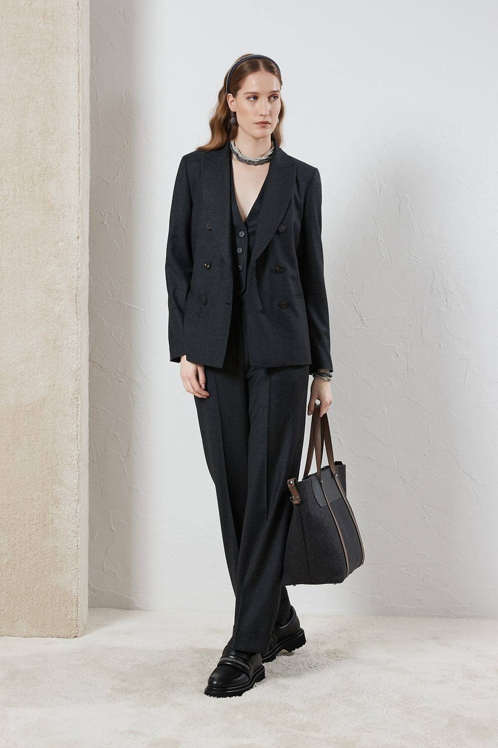 Peserico Gilet di flanella in lana lurex con Punto Luce Offerta speciale della fabbrica