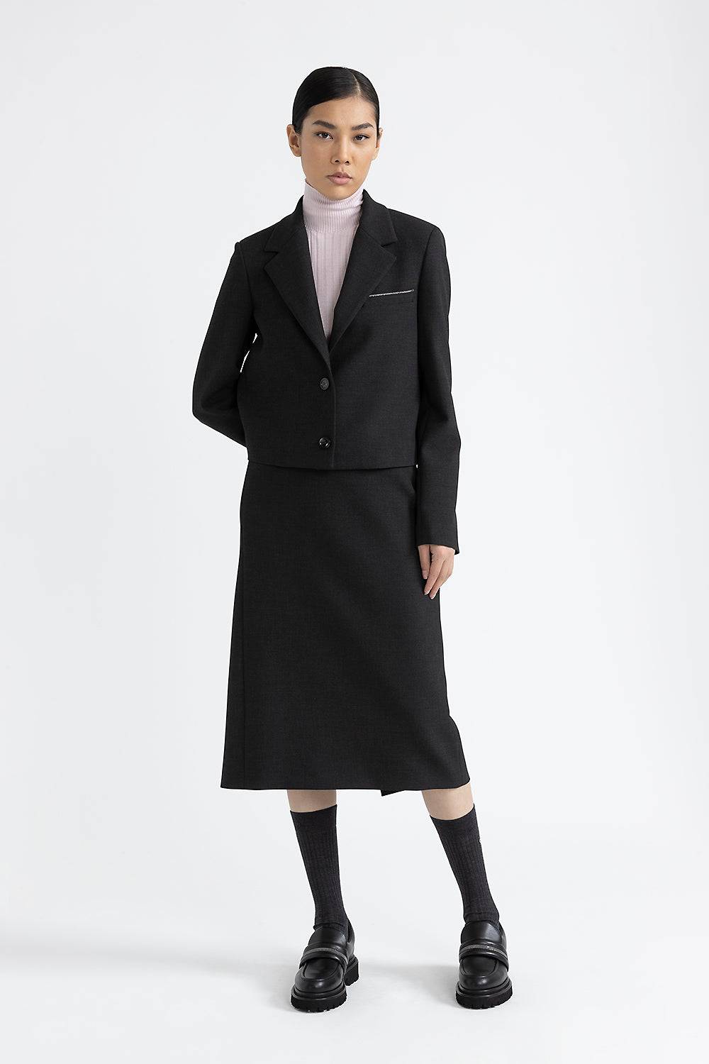 Peserico Blazer crop in tela tecnica double Sostegno trimestrale