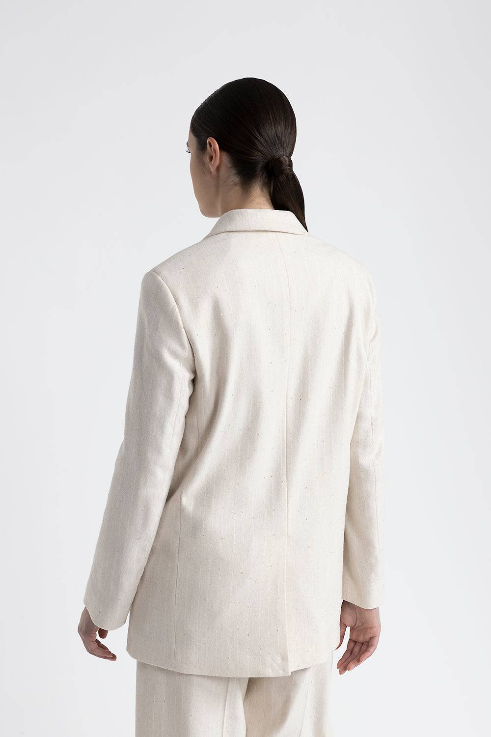 Peserico Blazer doppiopetto in flanella gessata di lana e viscosa Super sconto