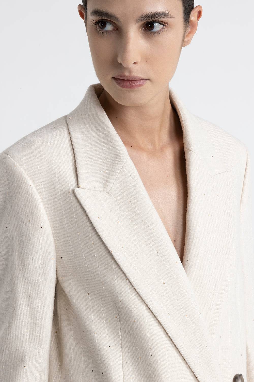 Peserico Blazer doppiopetto in flanella gessata di lana e viscosa Super sconto
