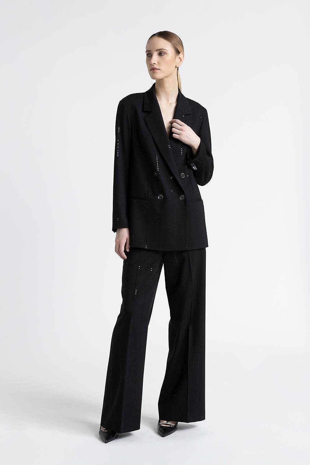 Peserico Blazer doppiopetto in lana tecnica con micropaillettes Trasporto libero internazionale