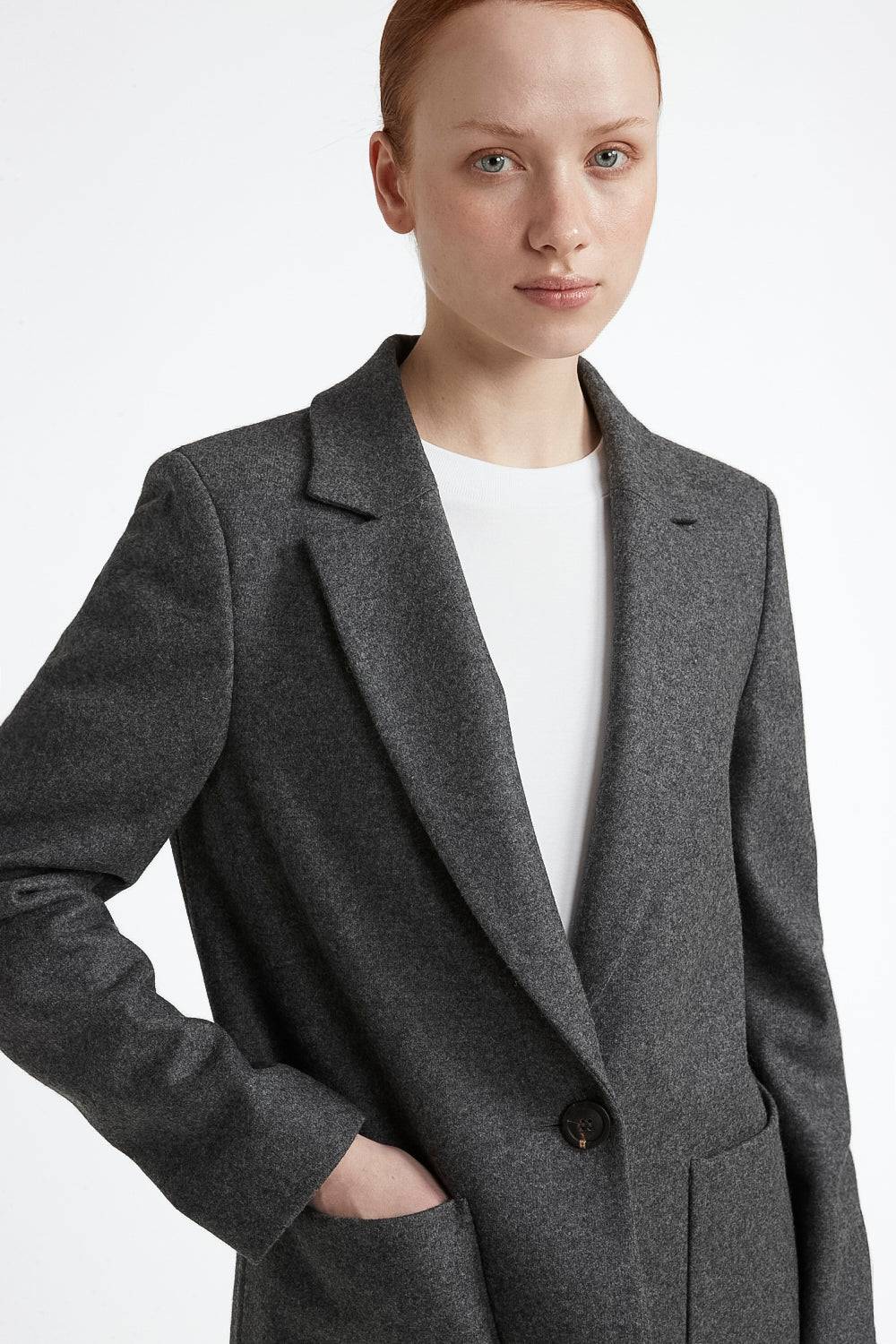 Peserico Blazer monopetto in jersey garzato misto lana In vendita