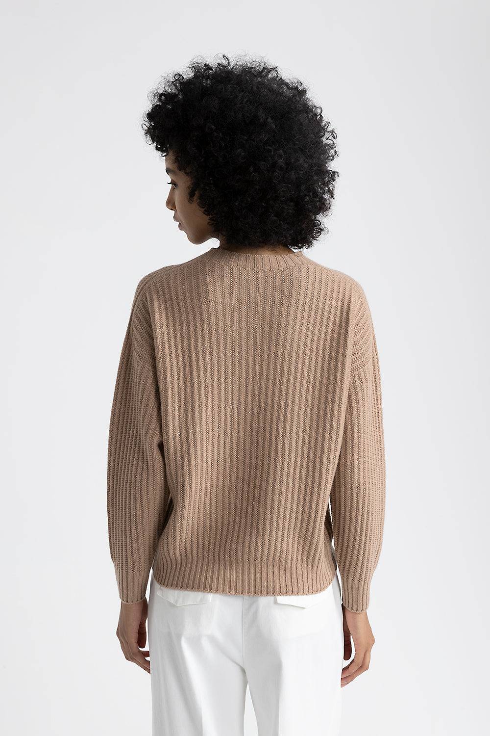 Peserico Maglia girocollo in lana, seta e cashmere con lurex Nuovo