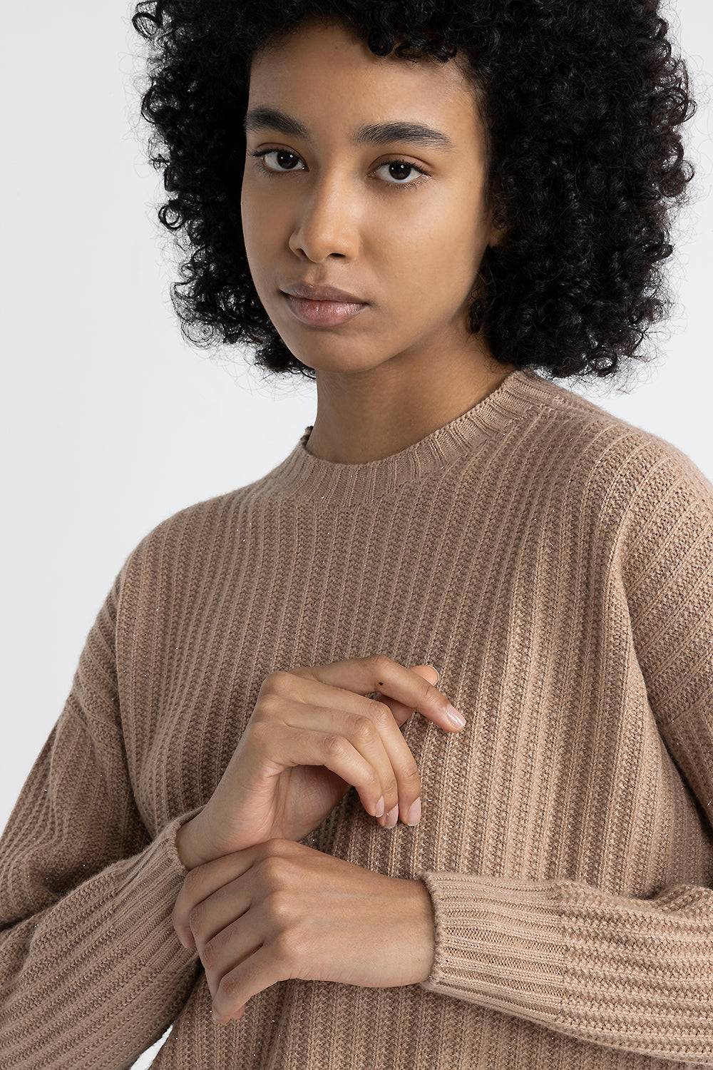 Peserico Maglia girocollo in lana, seta e cashmere con lurex Nuovo