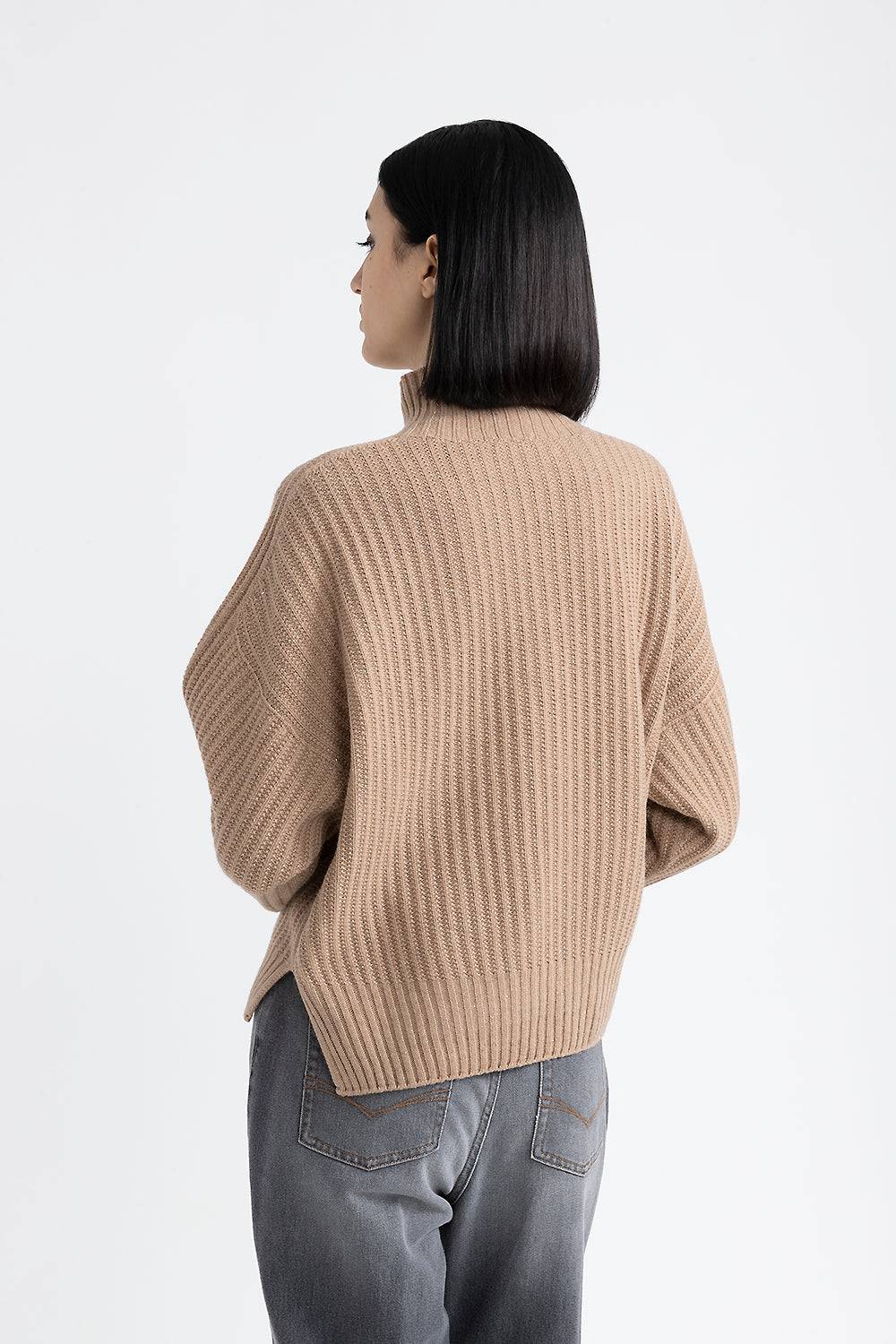 Peserico Maglia con collo a lupetto in lana, seta e cashmere con lurex Qualità