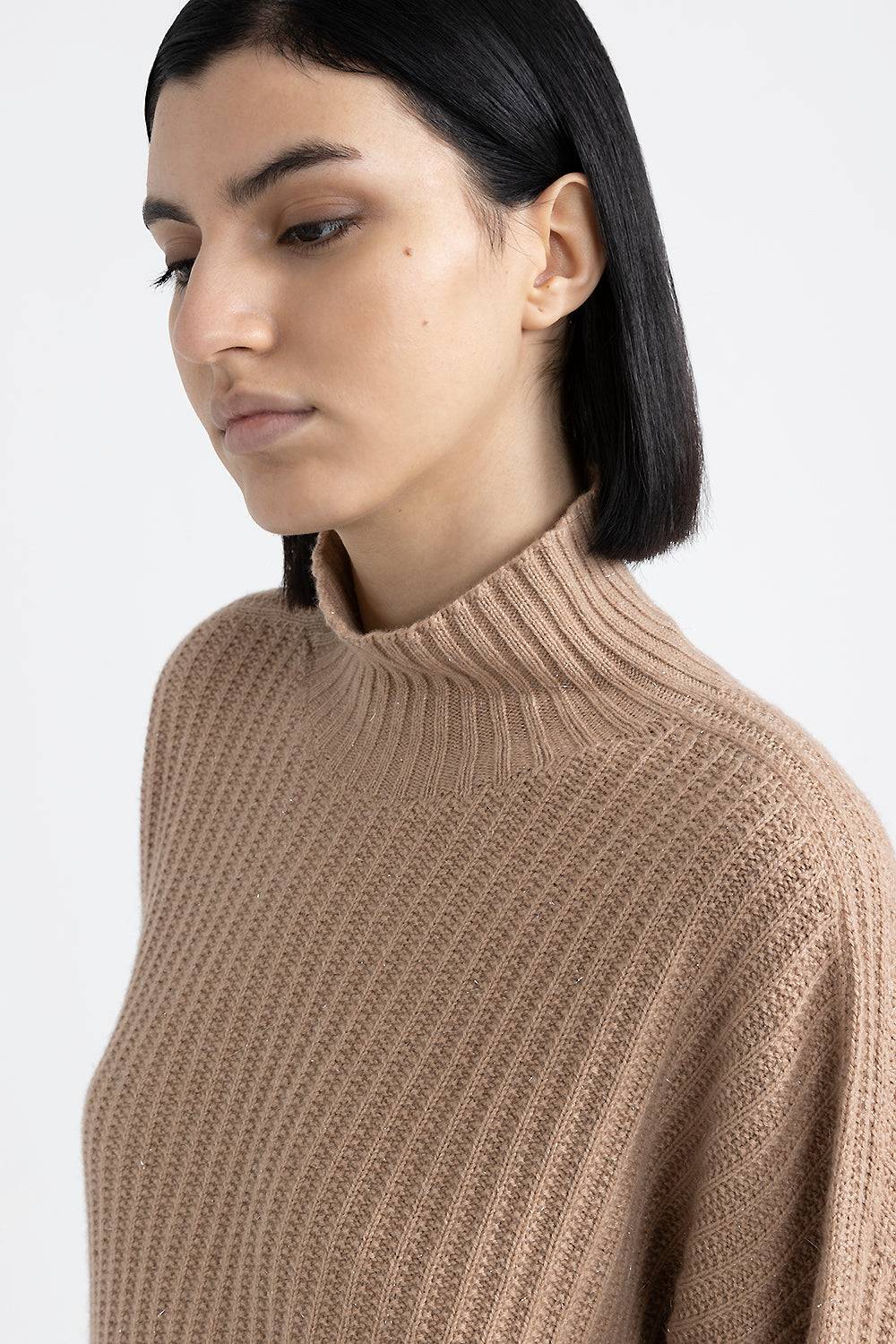 Peserico Maglia con collo a lupetto in lana, seta e cashmere con lurex Qualità