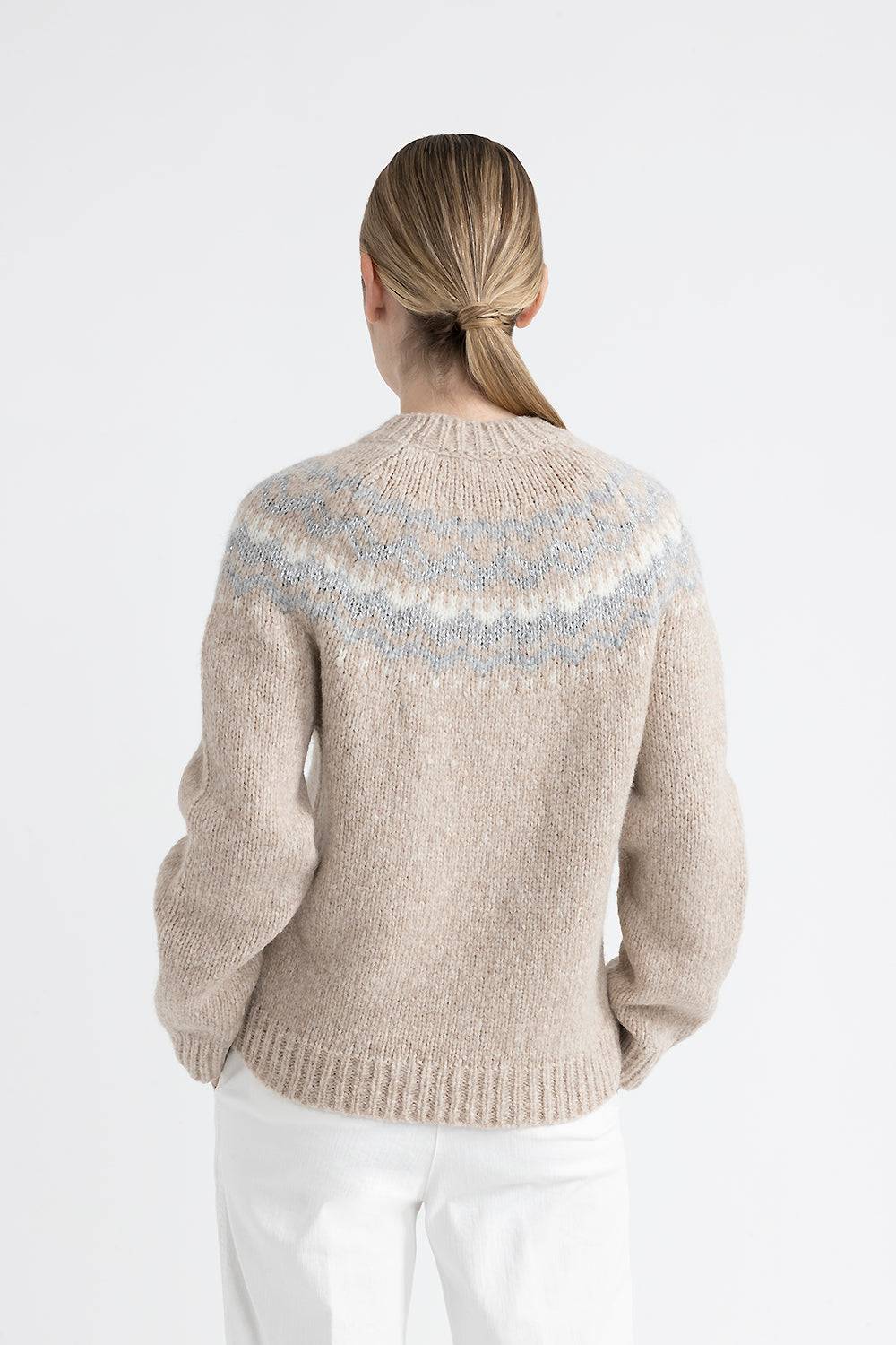 Peserico Maglia jacquard in lana e alpaca con micropaillettes Vendita