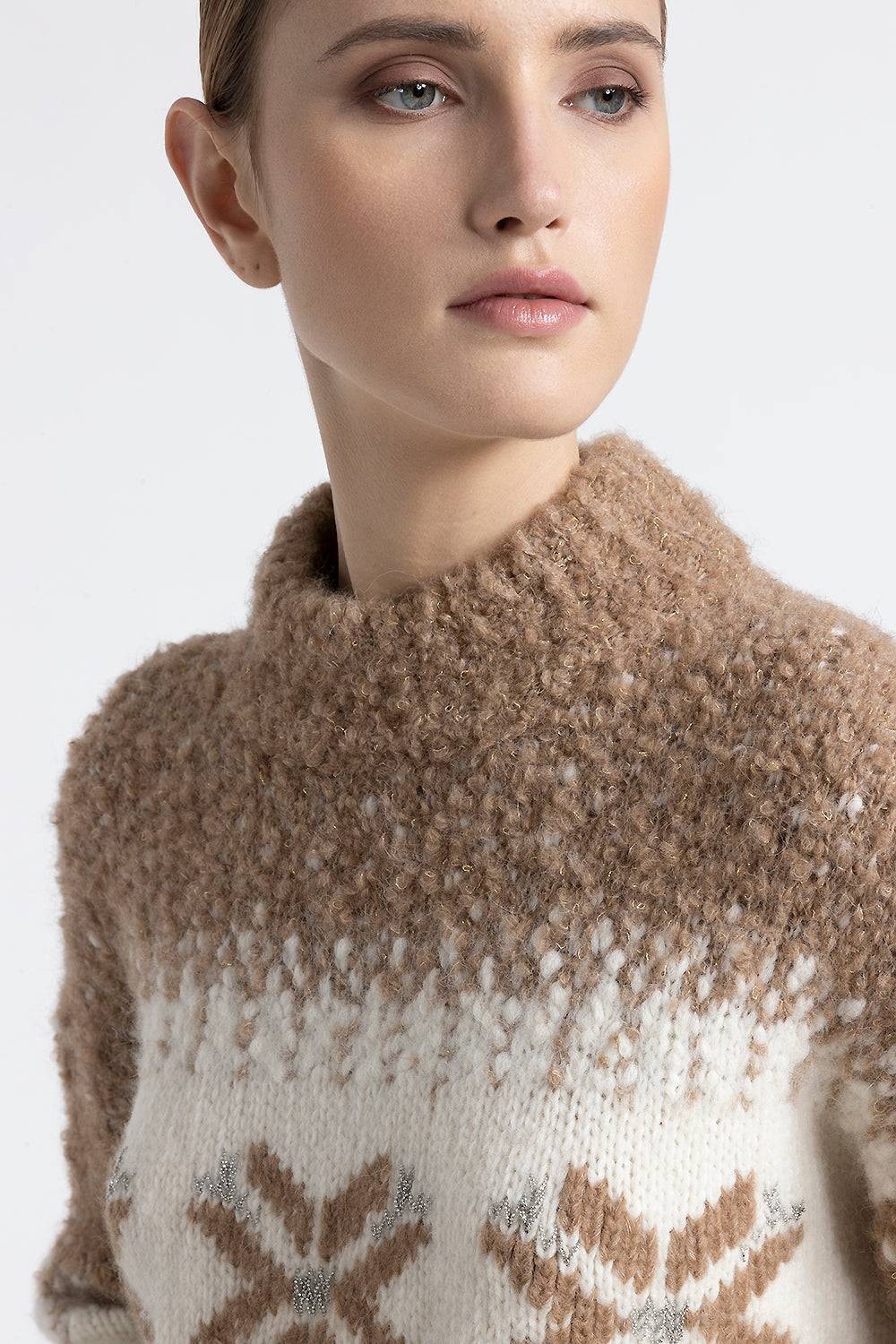 Peserico Maglia girocollo in alpaca, lana e paillettes Soddisfazione Garantita