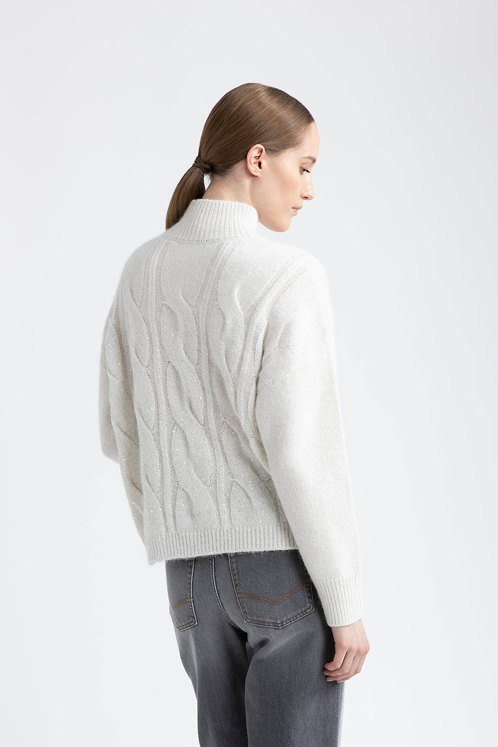 Peserico Maglia a coste e trecce in lana, seta, cashmere Consegna Veloce