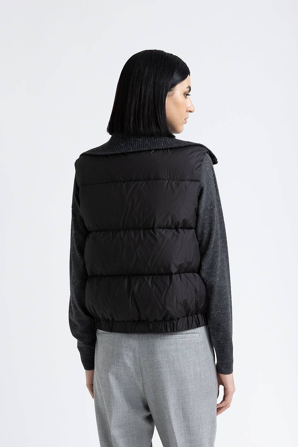 Peserico Piumino d'oca senza maniche con collo in tricot Shopping Online